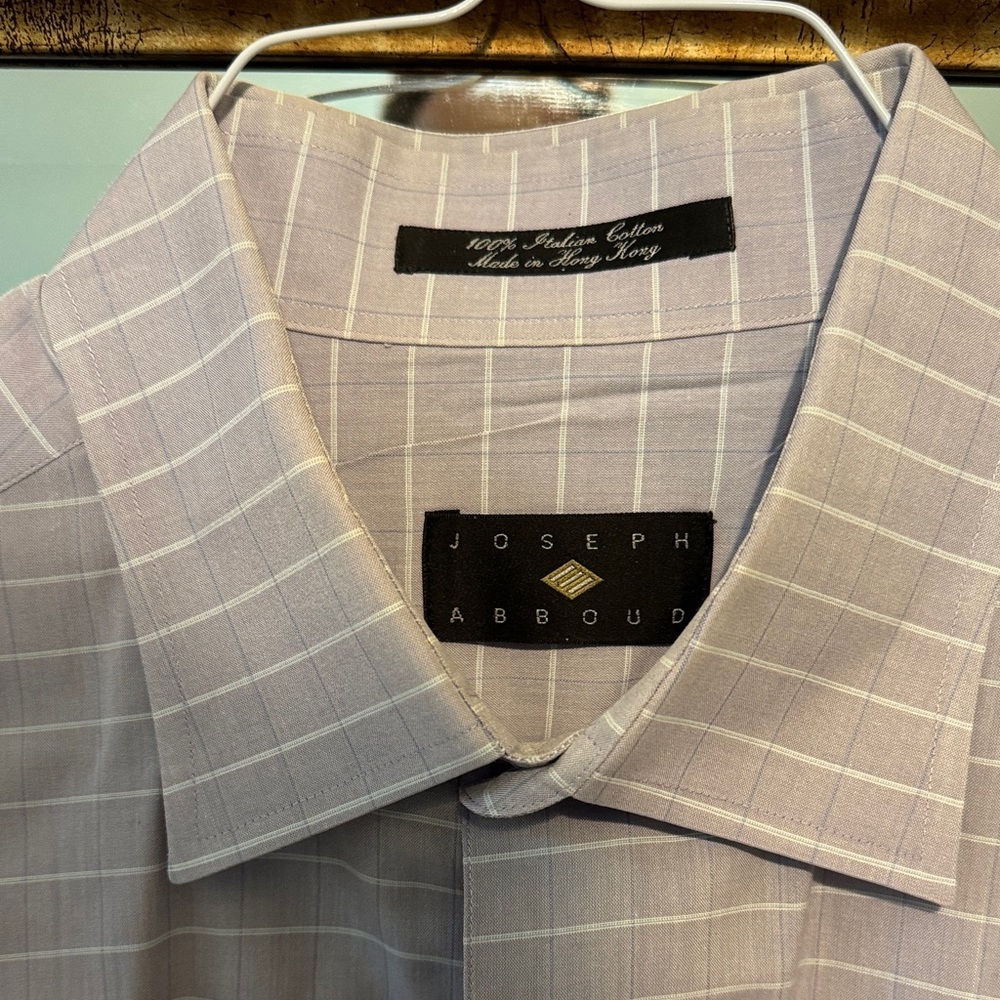 Joseph Abboud Men's Light Gray/lavender Plaid Shirt
